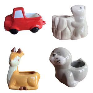 Mini Ceramic Pots Succulent Planters Christmas Theme Seal Polar Bear Deer Truck